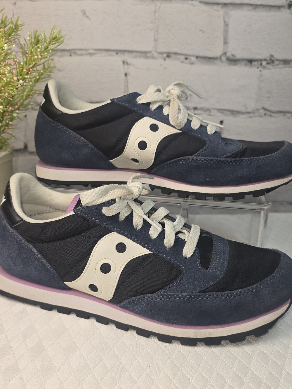 SACUCONY JAZZ LOW PRO SNEAKERS SUEDE NAVY WOMENS SIZE 7.5 - Picture 2 of 10